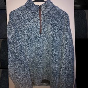 blue 3/4 zip up sweatshirt